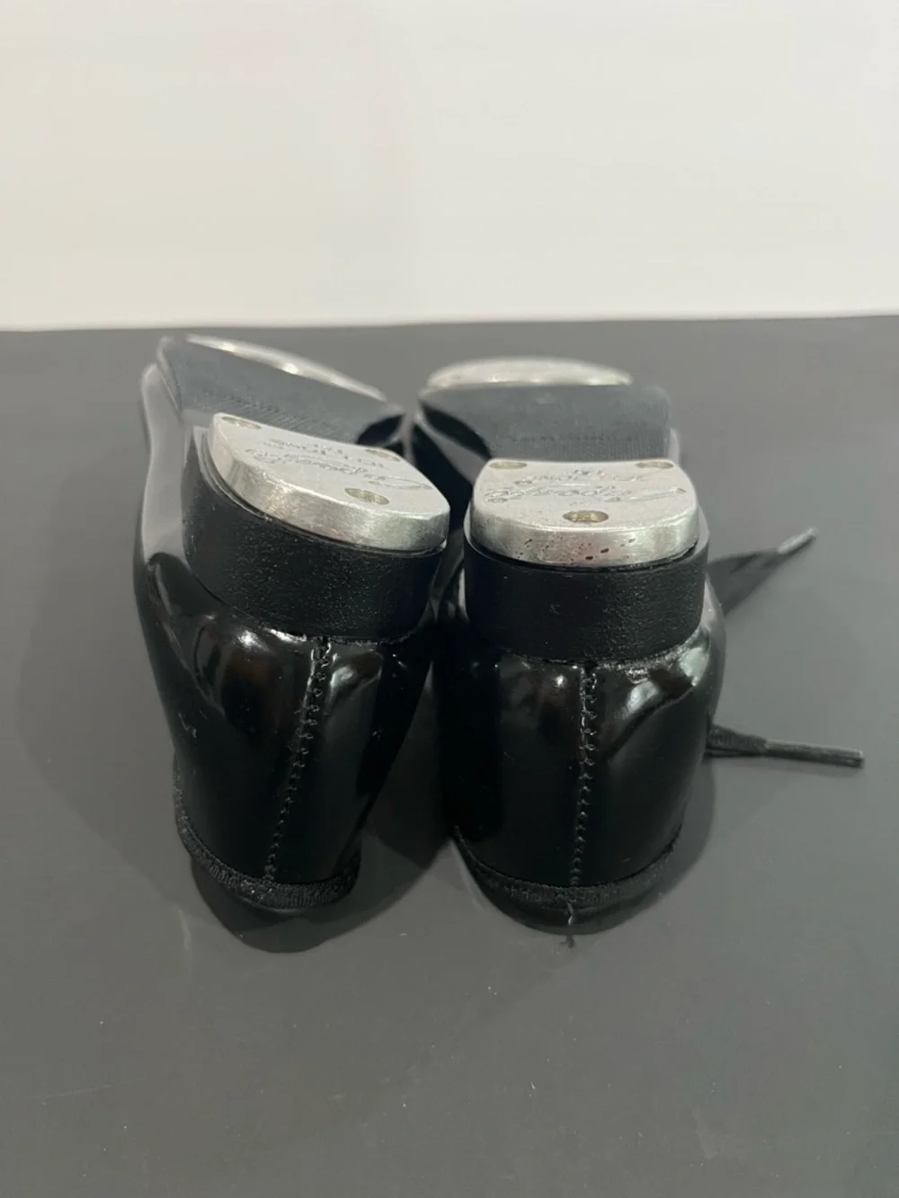 Capezio Black Patent Leather Mary Jane Ribbon Tie Little Girls Tap Dance Shoes